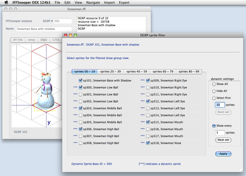 Filtered drawgroup with IFFSnooper 124